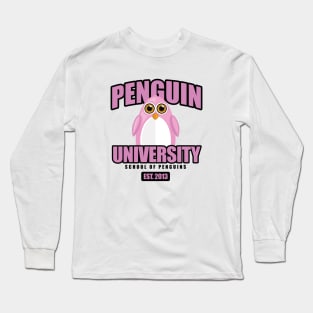 Penguin University - Pink Long Sleeve T-Shirt